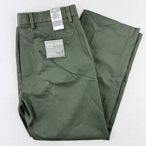 DOCKERS Classic Fit D3 38X30 Dark Green Pants Mens Iron Free, Flat Front NEW